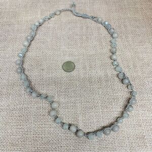 Gray Glass Bead Crochet Necklace‎